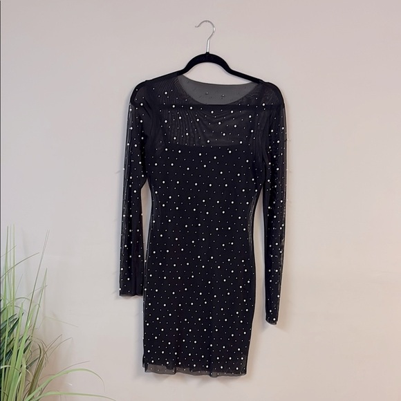 thirty/thirty LA Dresses & Skirts - Thirty/Thirty Full Pearl and Rhinestone EMBELLISHED SHEER MESH MINI DRESS size M